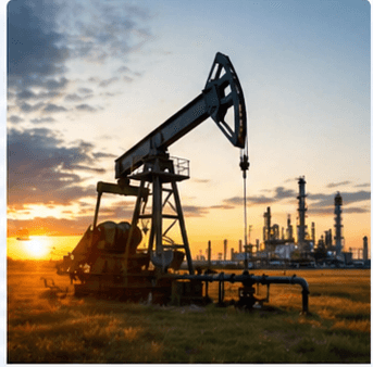 Oil and gas facility with industrial equipment
